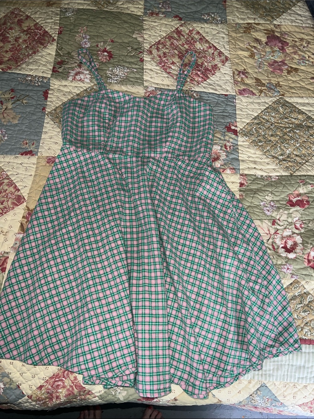 Pink & Green Plaid A-Line Sundress size medium